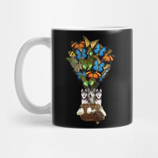 Siberian Husky Dog Butterfly Hot Air Balloon Mug